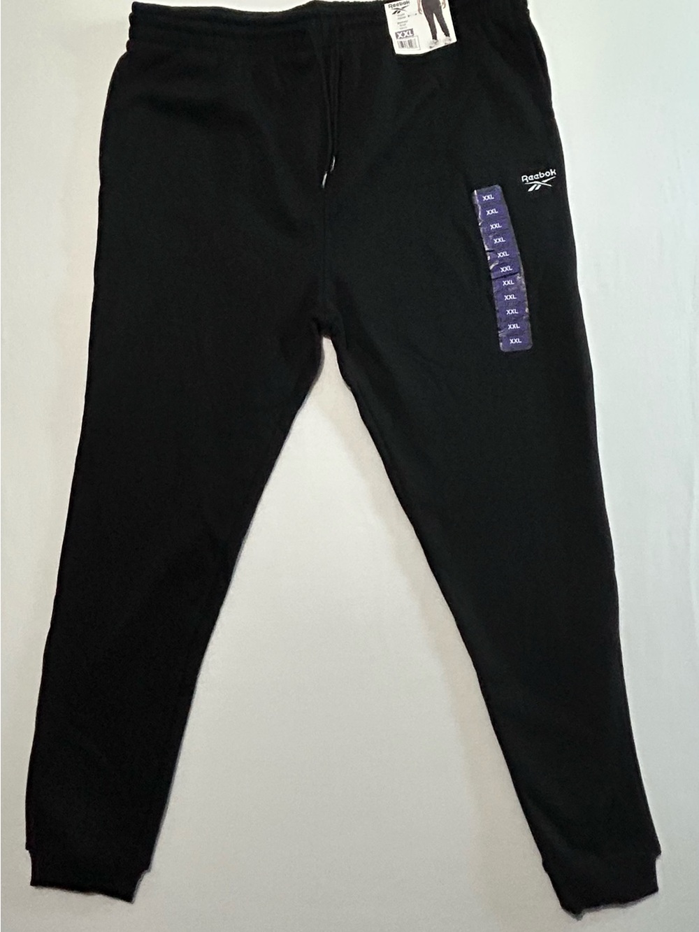 Reebok Black Jogger Sweatpants with White Logo Sz XXL
